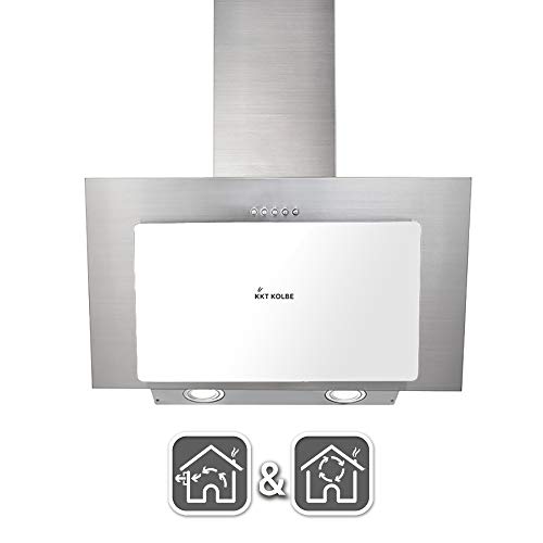 Afzuigkap 60 cm | Muur Afzuigkap met stahoogte | roestvrij staal | wit glas | Drukknopbediening | BASE604WED - Image 6