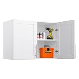 Prepac Elite 24' H Wall Cabinet with Panel Doors, White Storage Cabinet, Bathroom Cabinet, Pantry with 1 Adjustable Shelf 16.75' D x 32' W x 24' H, WSUR-1002-1