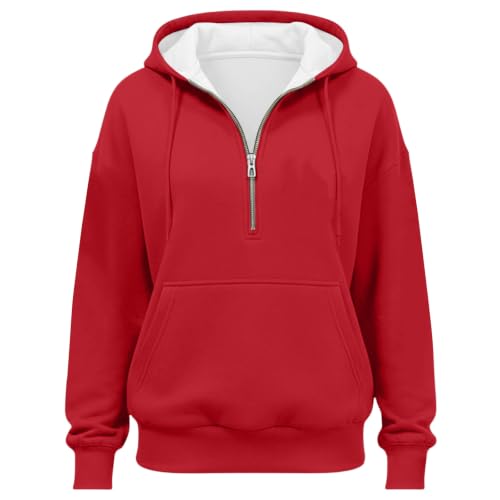 HswsEJ Womens Quarter Zip Pullover Fleece Oversized Quarter Zip Hoodie - image 4