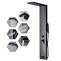 BWE Shower Panel Tower System LED Shower Column with Rainfall Waterfall Shower, Rain Massage System, Handheld Shower and Tub Spout, Black