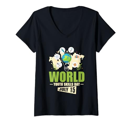 World Youth Skills Day July 15, Beautiful Designs For V-Neck T-Shirt