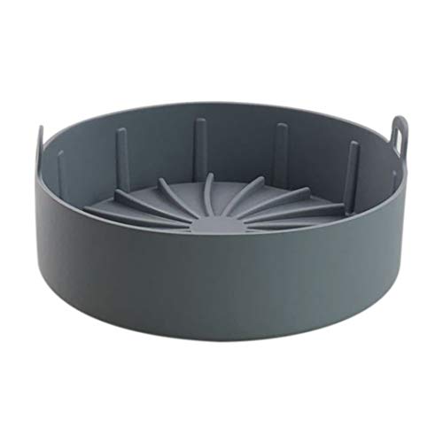 SODIAL Air Fryer Silicone Pot-Replacement for Paper Liners,No More Harsh Cleaning the Air Fryer Basket, Gray