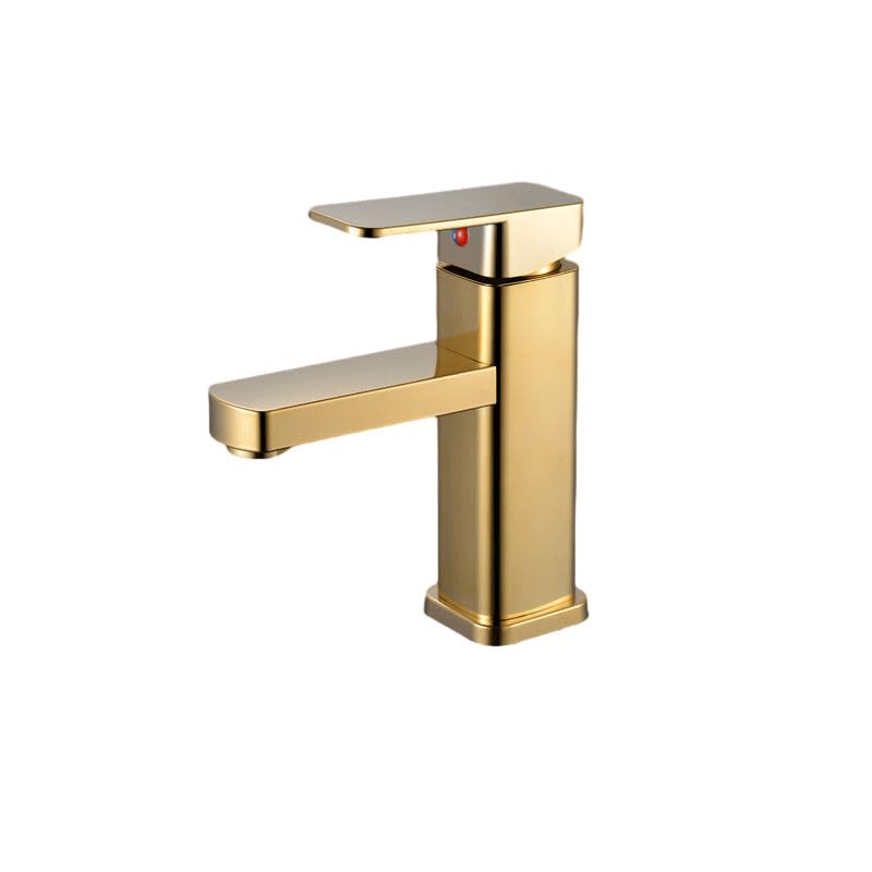 Robinet mitigeur salle de bains or doré carré en inox élégant