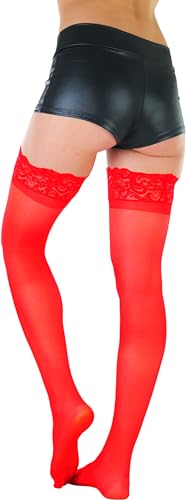 Image of ToBeInStyle Women's Wide Floral Lace Fishnet Thigh Hi Stockings