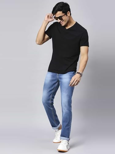 Image of Blue Jeans for Men Regular Fit - Cotton Jeans Pant for Men, Regular Denim Jeans for Boys - Light Fade Jeans for Men