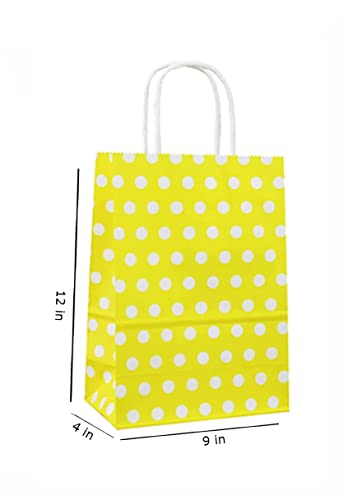 Image of RanGit Bhumi 24 pcs Color Paper Bags with Polka Dots - Party Favor Goodie Candy Gift Kraft Paper Bags with Handles for birthday, wedding, engagement party and other festivals (9 inchx4 inchx11.3 inch, Blue)