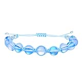 KELITCH Mermaid Moonstone Bracelet For Women Link Strand Friendship Glass Beaded Bracelet Handmade Fashion Jewelry - Blue