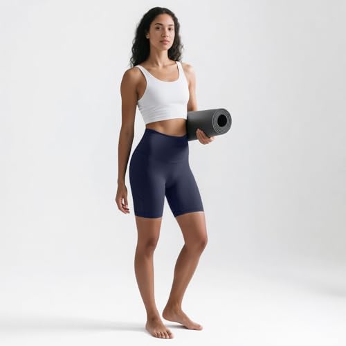 Womens ButterLuxe Biker Shorts 6Inches - High Waisted Elastic Workout Running Gym Volleyball Spandex Yoga with Pockets