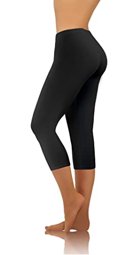 sesto senso Pantaloni Donna Sportivi Nero 3/4 Cotone Ragazza Colorati Leggins Fitness Yoga S Black