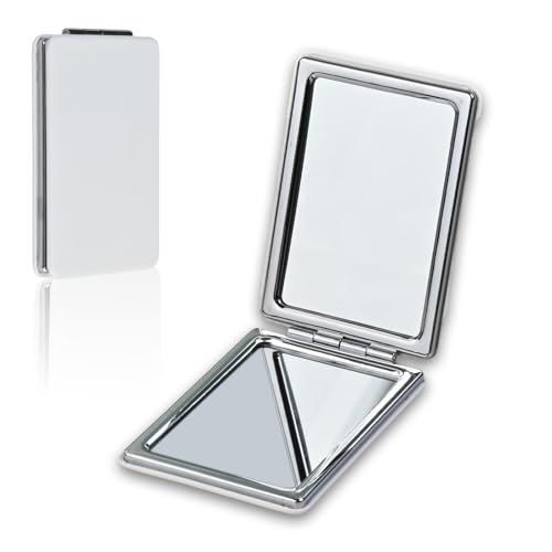 Miroir Compact, Miroir Maquillage Poche avec Grossissement en Cuir PU, 1X / 2X Mini Carré Pliable Portable pour Maquillage, Miroirs Double Face pour Sac à...