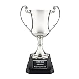 Champion II Premium Silver Trophy Cup Nickle Plated Finish with Ebony Base and Custom Engraving Elegant Recognition Prize for Golf Tournaments Tennis Competitions Corporate Awards Championships