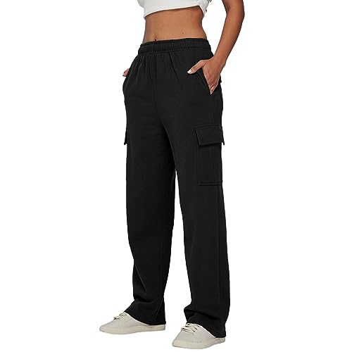 Womens-Cargo-Sweatpants-Wide-Leg-Fleece-Sweatpants-Baggy-Cargo-Joggers-with-Pockets-High-Waisted-Sweat-Cargo-Pants-Trousers