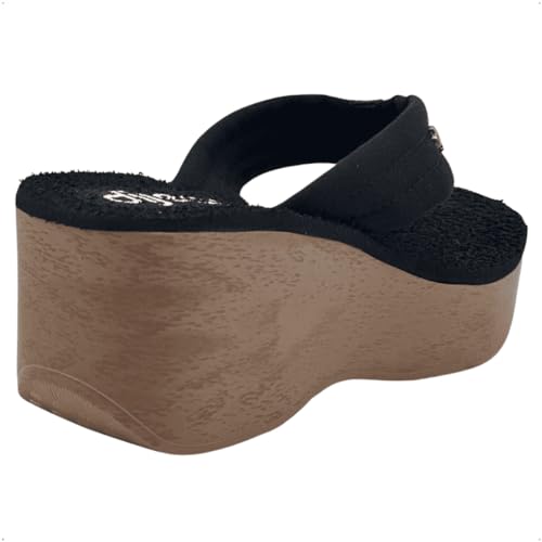 Sandália Dijean Plataforma Anabela Nobuck (35, Preto)