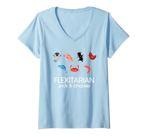 Mujer Viajes Flexitarianos Camiseta Cuello V