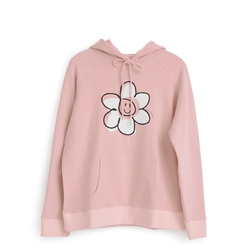 Vera Bradley Women's French Terry Pullover Hoodie With Pocket (Extended Size Range), Prairie Paisley Daisy Pink, Small