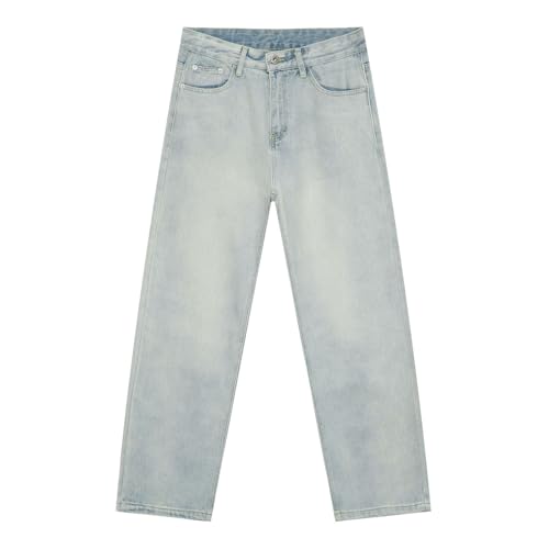 Men's Denim Jeans Straight Leg Korean Style Loose Straight Wide Leg Office Casual Daily Pants for Men