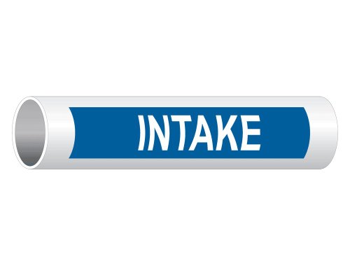 ComplianceSigns.com Intake ASME A13.1 Pipe Label Decal, 8x2 inch 5-Pack Vinyl for Pipe Markers