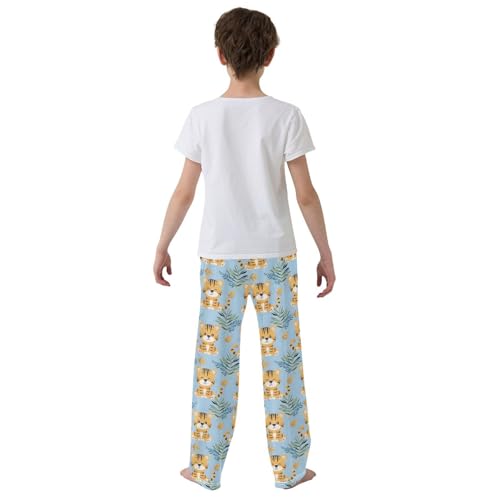 Cute Little Tigers Pajamas Bottoms with Pockets Comfy Pjs Sleepwear Elastic Waistband Pajamas Pants Lounge Pants for 6-14 Years3