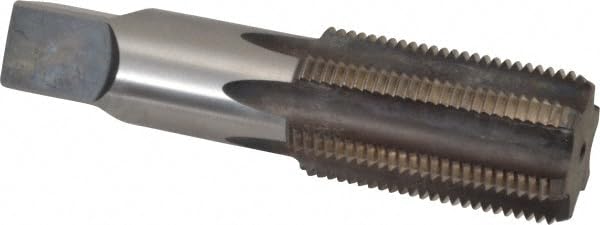 Hertel Straight Flute Tap, 1-3/4-8 UNS, 6 Flute, Bottoming Chamfer, High-Speed Steel, Bright/Uncoated Finish, 3-9/16" Thread Length, 7" OAL, Right Hand