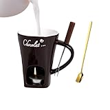 Fonduetasse - Mini-Desserttopf aus Keramik, tragbarer Käse- und Schokoladenwärmer, hitzebeständiges Design, einfach zu bedienendes Tischfondue, vielseitiger Snack-Wärmer, Butterbecher