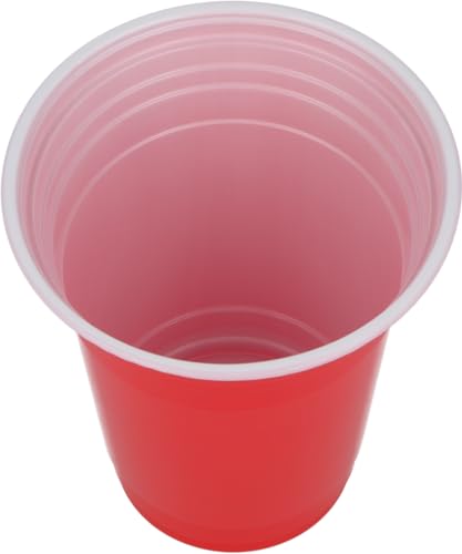 HENBRANDT 50 Red Plastic Cups 12oz Versatile Red Cups American Style Frat Party Cups Juice Pong for Birthday Parties Hen Party Stag Do Student Night Summer Fun Games Reusable Partyware