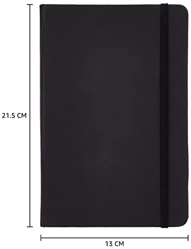 Image of Amazon Basics Classic Hardcover Journaling Notebook with Inner Pocket, Line Ruled, 240 Pages, 5 inch x 8.25 inch, 24 Count, Black