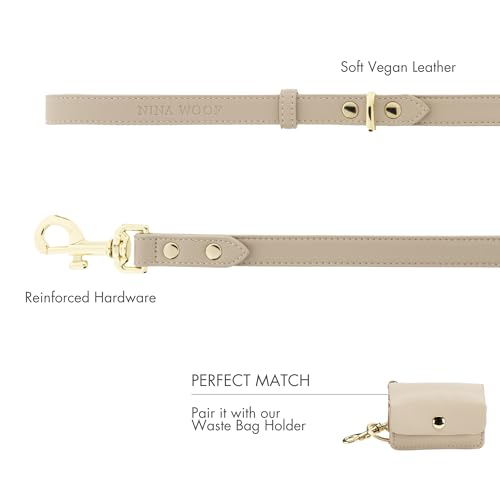 Leather-Dog-Leash-Cupertino-Beige-Slim-Leash-with-Reinforced-Hardware-European-Design-Soft-Dog-Collars-Harnesses-Leashes-4ft Leather Dog Leash Cupertino Beige Slim Leash with Reinforced Hardware European Design Soft Dog Collars Harnesses Leashes 4ft