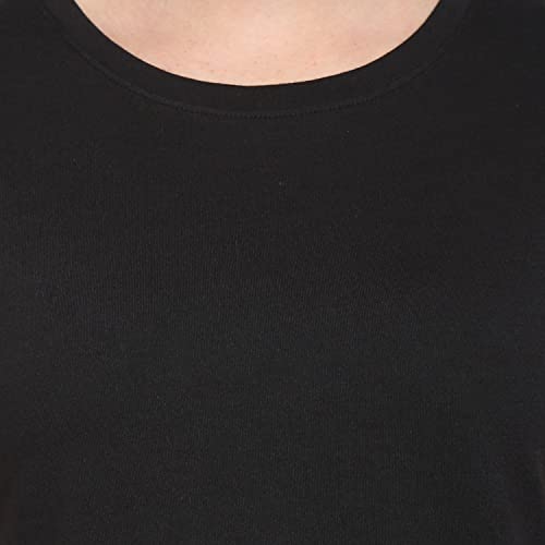 Image of UnaOne Women Black Cotton Plus Size Slim Fit Round Neck Summer Regular and Plus Size Smart Tshirts
