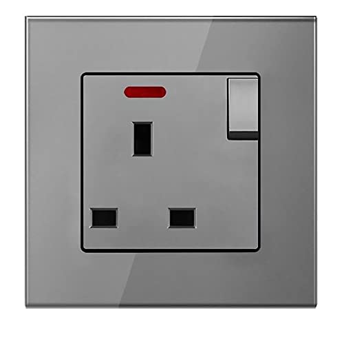 Standard Switched Electric Plug Socket Crystal Glass Panel (single)