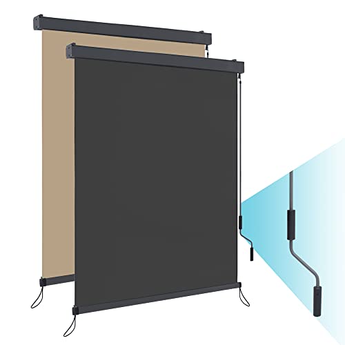 Store Enrouleur Extérieur Vertical HOMEDEMO 140x240 Cm - Protection UV, Vent, Intime, Avec Chaîne Et Cordes Fixation