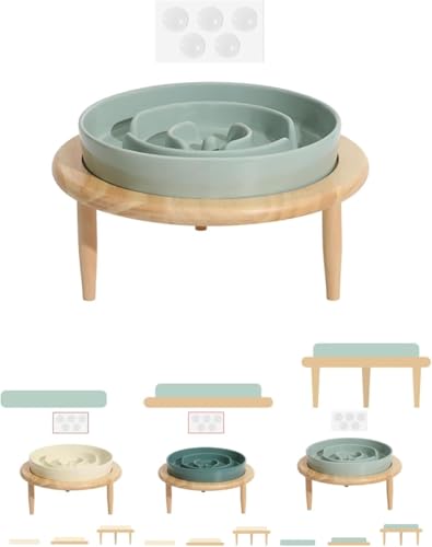 Zekono ペットボウル スローフィーディングボウル 飲み込み防止 早食い防止 嘔吐防止 スタンド付きボウル セラミックペット用品 お手入れ簡単 ペットの健康管理 倒れない 安定感 お手入れ簡単 (ライトグリーン,20.5*20.5*13.5cm)