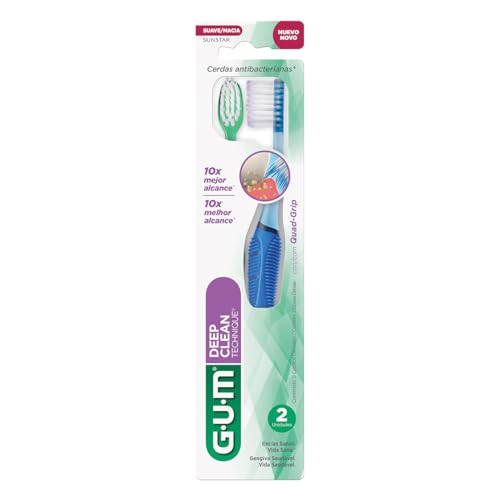 GUM Technique Deep Clean – Cepillo dental con cerdas antibacterianas para limpieza subgingival e interdental superior