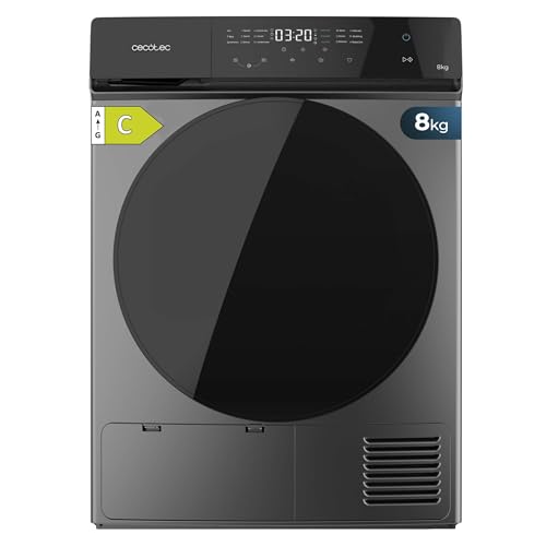 Cecotec Secadora de Ropa Bomba de Calor 9 kg Bolero DressCode Dry 8400 Inverter Steel, Clase Equivalente A+++, 15 programas, Funciones de Secado Automático, Stop&Go, Delay Start y KidLock, Inox