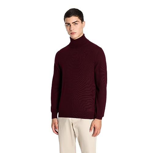 Armani Exchange Men's Merino Wool Long Sleeve Turtleneck Sweater, Wine Tasting