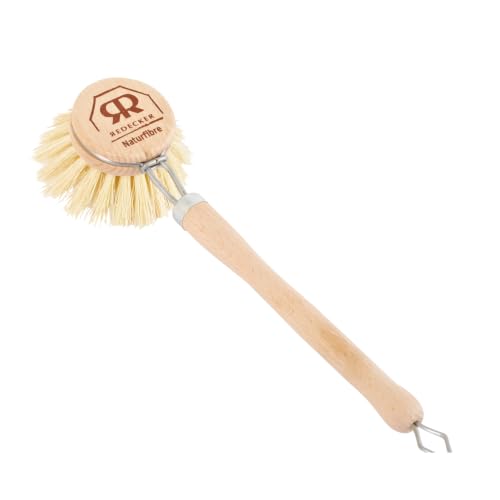 Image of Redecker Dish Brush, Tampico Fiber, 1-1 /2 Inch Round, Single - Wooden Dish Scrub Brush for Everyday Cleaning, Untreated Beechwood, Made in Germany