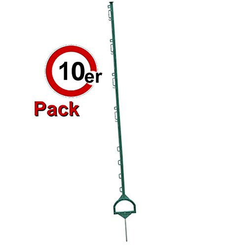Weidezaunpfahl Kunststoffpfahl 156cm 8 Bandösen 8 Seilösen mit Stahlnagel 10 St. grün