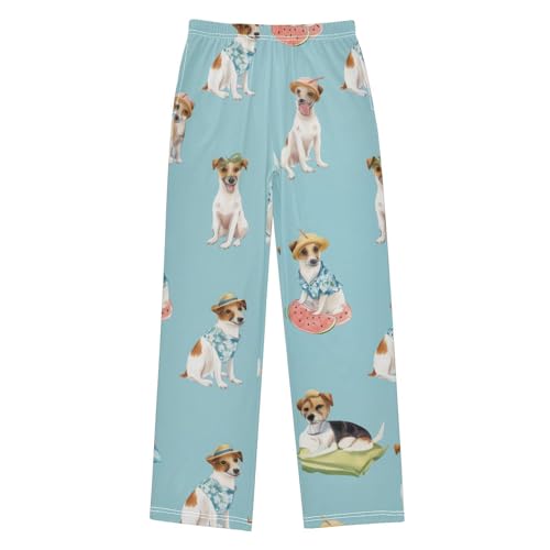 Cool Jack Russell Dog Boys Long Pants Soft Trousers Elastic Waist Kids Lounge Bottoms with Pockets S-XL