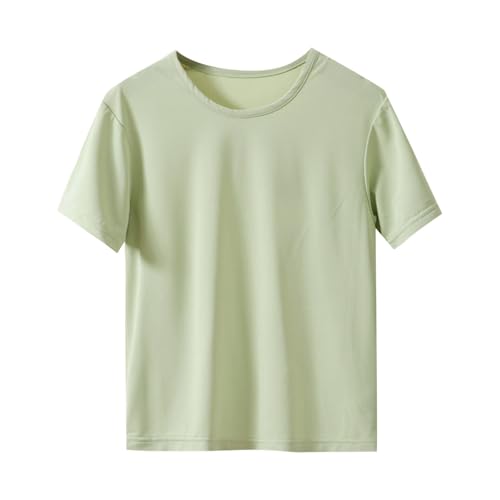 3-16T Boys and Girls Ice Silk T-Shirts Tops Summer Short Sleeve Round-Neck Tee Shirts Solid Color Fashion Blouses