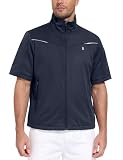 Little Donkey Andy Men's Lightweight Softshell Jacket Short Sleeve Water-Resistant Windbreaker for Golf Hiking Running Travel B Blue L