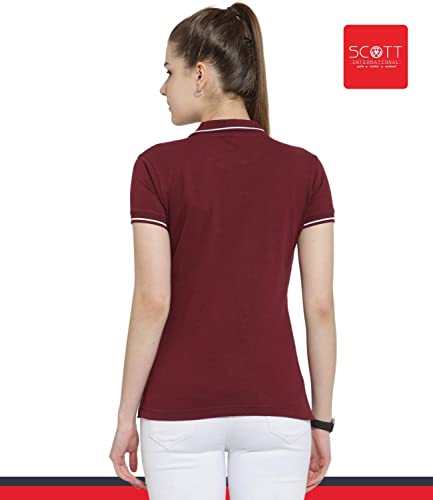 Image of Scott International Women's Regular Fit 100% Pure Organic Cotton Polo T-Shirt | Womens Polo Collar Neck T-Shirt | Cotton Plain Polo Neck Half Sleeve T-Shirt | Tshirts for Women