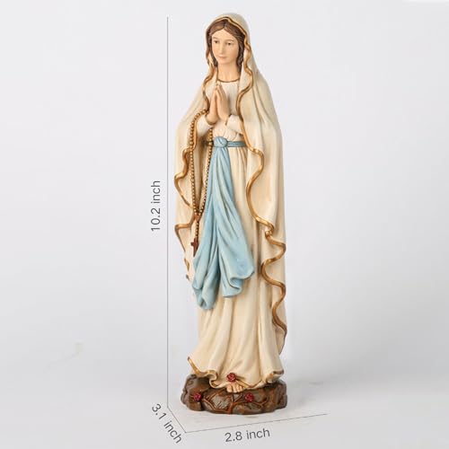BC Catholic Our Lady of Lourdes Statue, Blessed Virgin Mary Mother Figure for Home Altar, Religious Gifts to Mom, Inspirational Home décor, 10" H, Renaissance Sculpture Handmade by Buildclassic