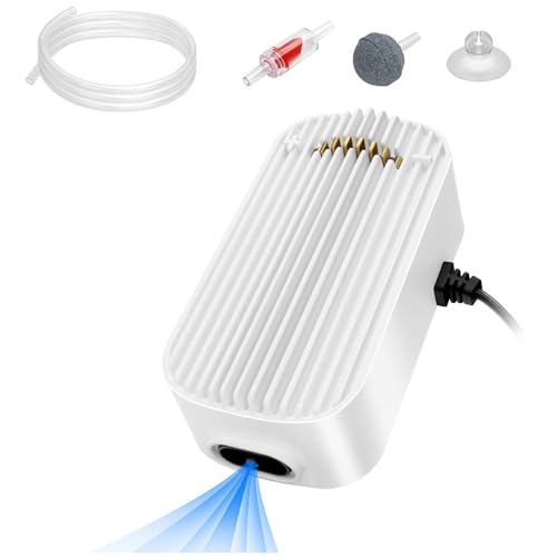 Image of Quiet Aquarium Air Pump 4.5W Fish Tank Oxygen Aerator Pump with Air Stone Airline Tubing Check Valve Aquarium Bubbler for 20-70 Gallon Fish Tanks