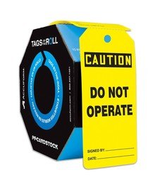AccuformNMC 100 Safety Tags by-The-Roll, Caution Do Not Operate, US Made OSHA Compliant Tags, Waterproof PF-Cardstock, Resists Tears, 6.25"x3", TAR130