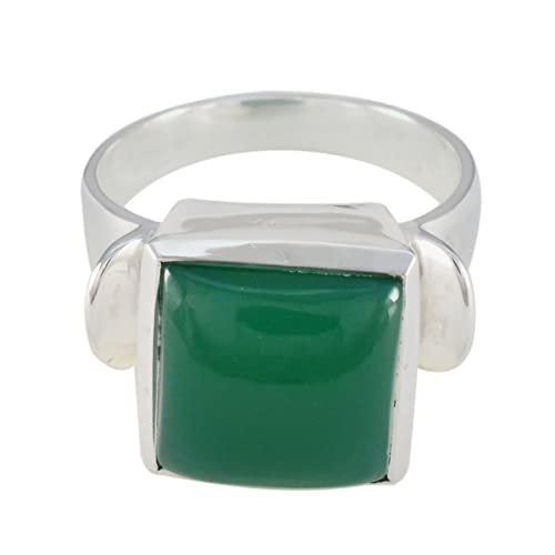 Bague de pierres précieuses carrée en argent sterling 925 de prestige