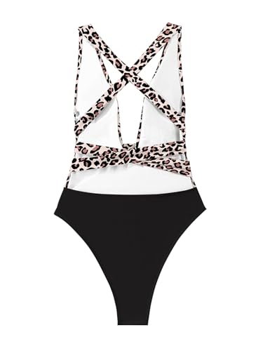 Image of Lilosy Sexy Tie Criss Cross Plunge One Piece Thong Swimsuit High Cut Brazilian Bathing Suit