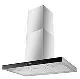 Respekta Dunstabzugshaube CH44199IX-21 / Inselhaube aus Edelstahl mit Glasfront, 90 cm/Luftstrom max. 631,7 m³/h/Abluft- und Umluftbetrieb/Energieeffizienzklasse A+++ / 42 – 63 dB