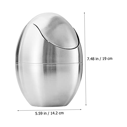 Basurero rectangular de acero inoxidable plateado compacto miniatura 5