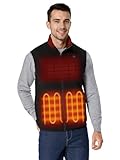 ORORO [Upgraded] Men's 4-Zone Heated Fleece Vest with Heated Collar, Lightweight Heating Vest with Battery (Black, L)
