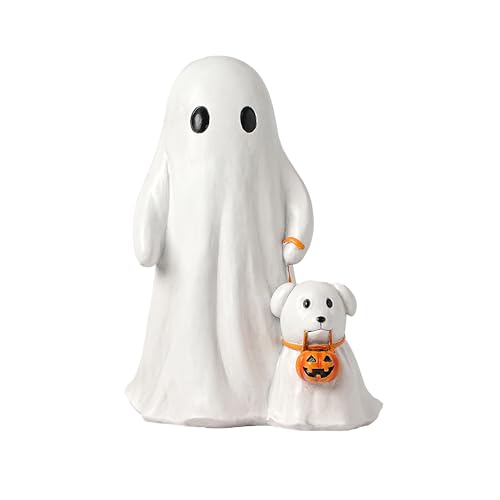 Estatua de Fantasma con Perro para Halloween de 8.9 pulg