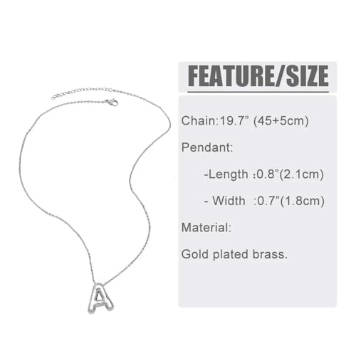 925 Sterling Silver Bubble Letter Necklace For Women And Men - Bubble Letter Initial Necklace J Necklace M Necklace Bubble Necklace Balloon Alphabet Jewelry Charm Pendant For Mens And Women2